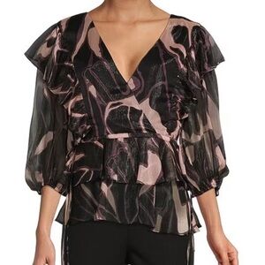 TED BAKER London Jasmyna Woven V-Neck 3/4 Blouson - Size 2